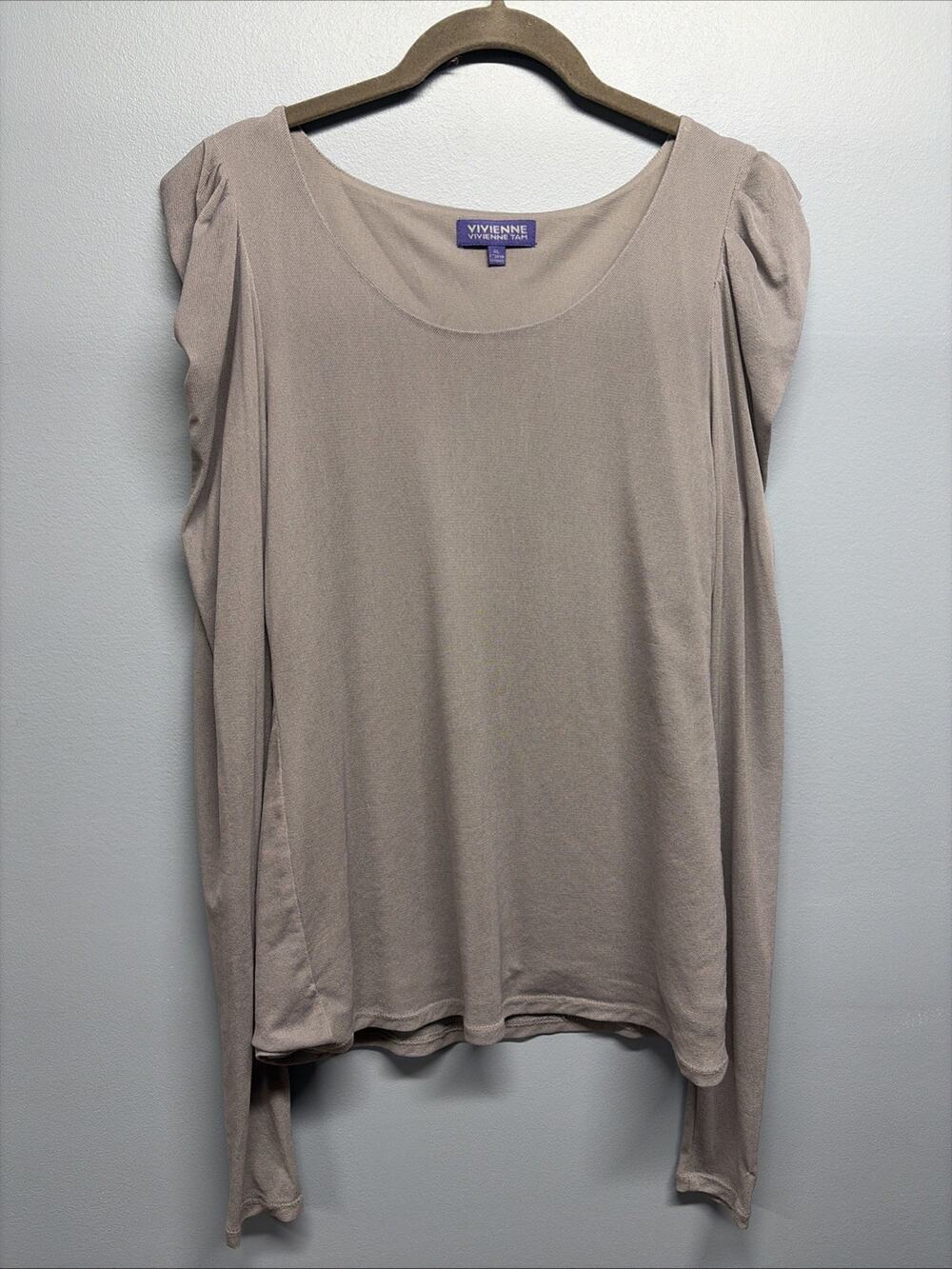 Vivienne Tam - Gray Puff/Long Sleeve Mesh Blouse - Women’s Size XL